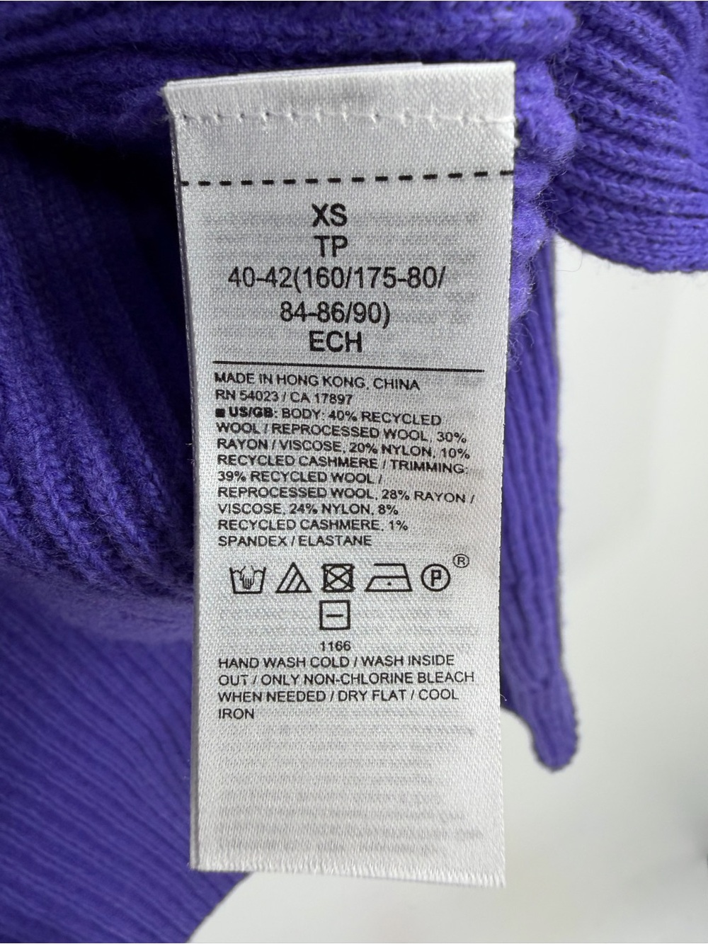 Banana Republic Italian Wool Cashmere Purple Ribbed Cowl Turtleneck Sweater XS - Picture 5 of 5